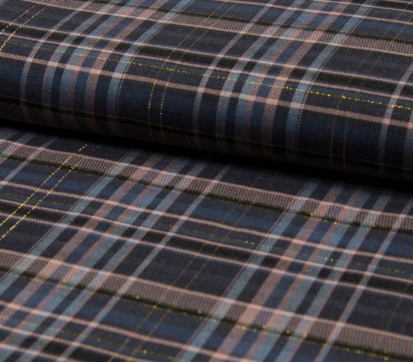 Viskose - Check Lurex - old rose/dusty blue